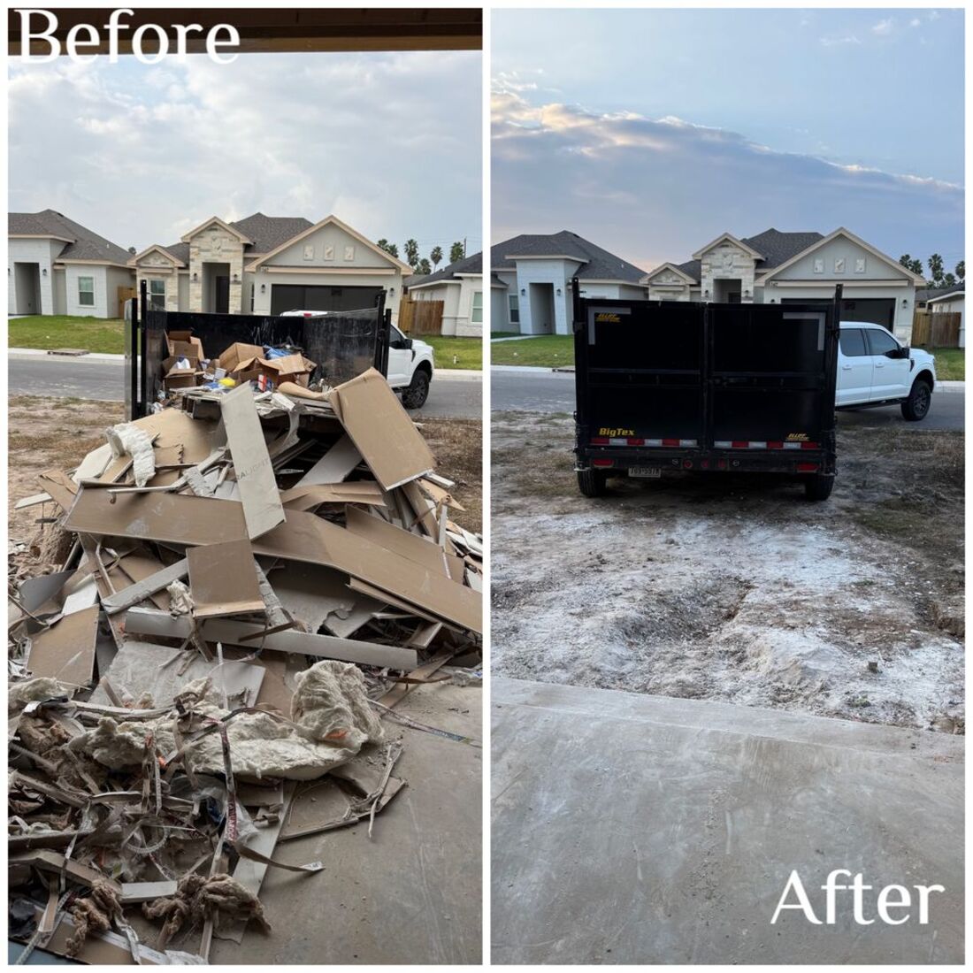 Before and after junk removal job in San Diego County